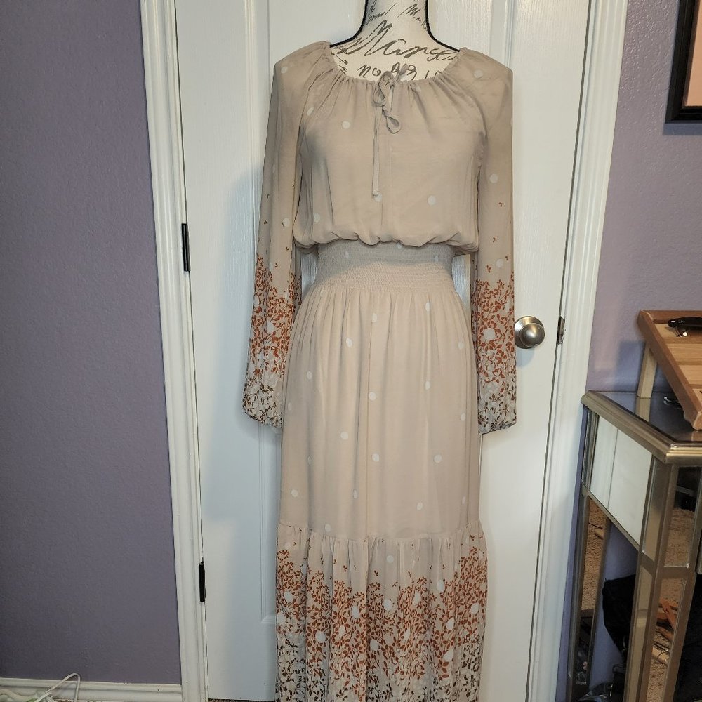 Express Long Sleeve Sheer Maxi Dress with Liner